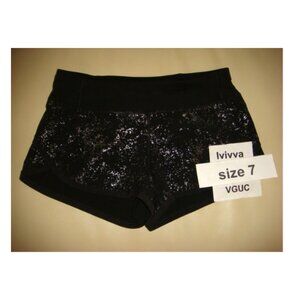 Ivivva by Lululemon 🍋 Speedy Shorts liner zipper pocket stretchy black  size 7
